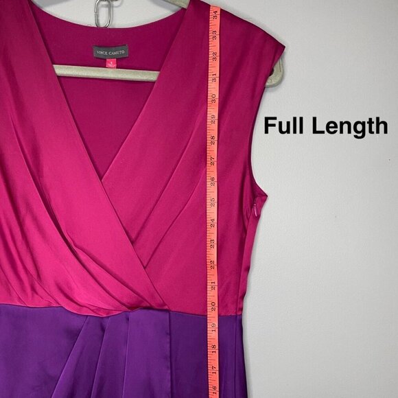 Vince Camuto Fuschia/Purple Colorblock Satin y2k Mini Dress Womens Size 4 - Picture 6 of 7